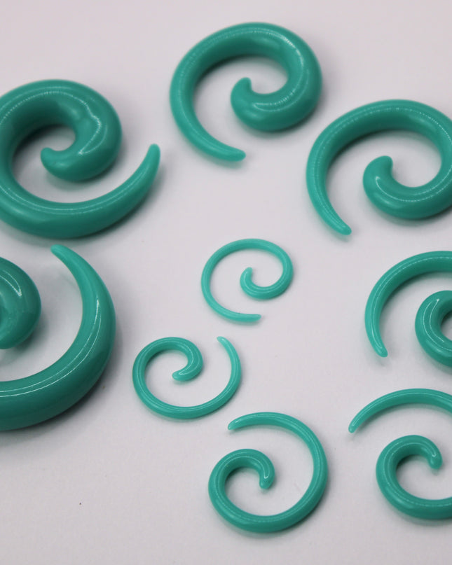 Teal Spirals Ear Gauges