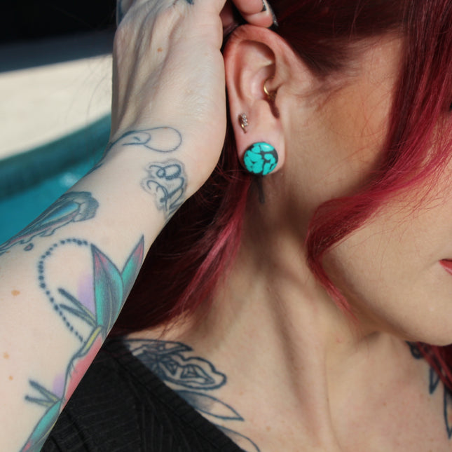 Turquoise Howlite Plugs - Gauges - EC Plugs