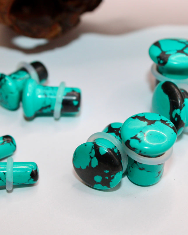 Turquoise howlite single flare plugs