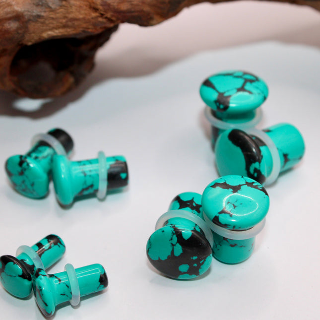 Turquoise howlite single flare plugs