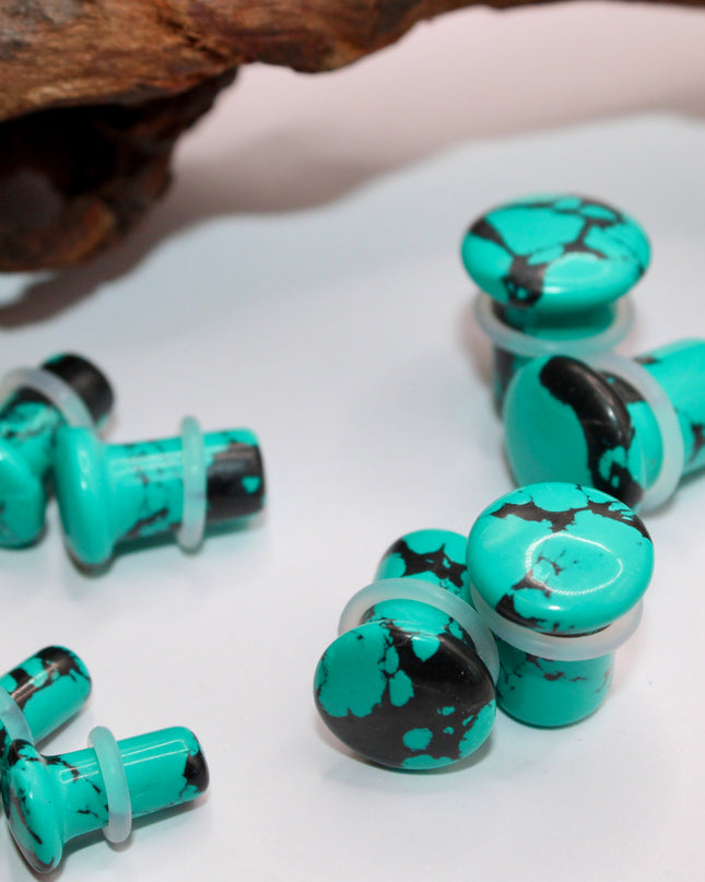 Turquoise howlite single flare plugs