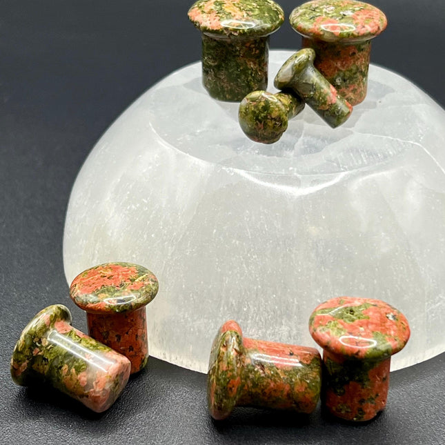 Unakite Single Flare Stone Plugs - Gauges