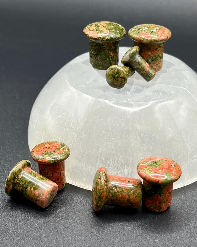 Unakite Single Flare Stone Plugs - Gauges