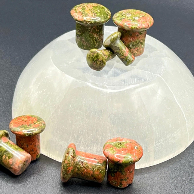 Unakite Single Flare Stone Plugs - Gauges