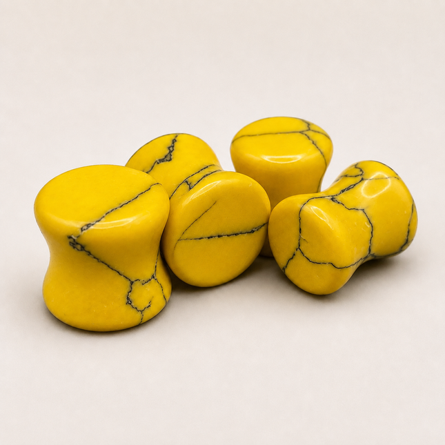 Yellow Howlite Double Flare