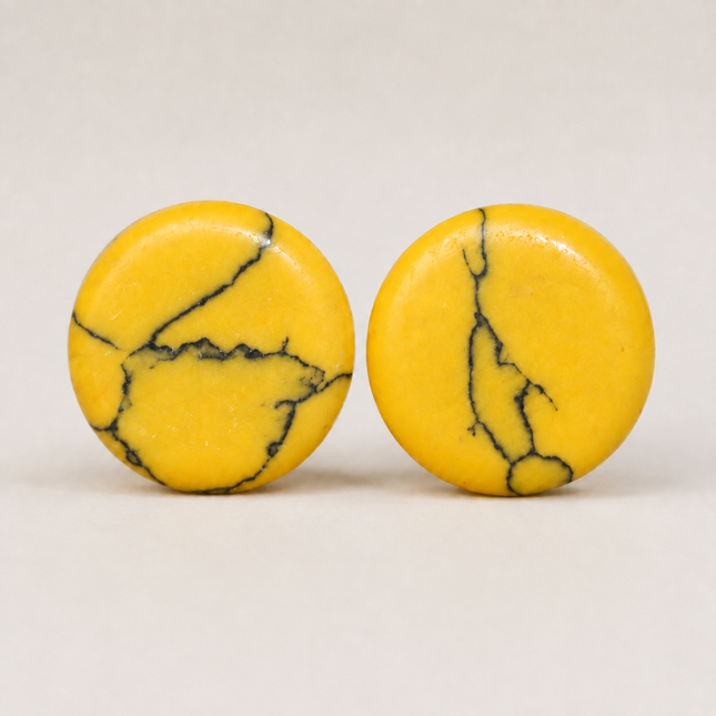 Yellow Howlite Double Flare Pair