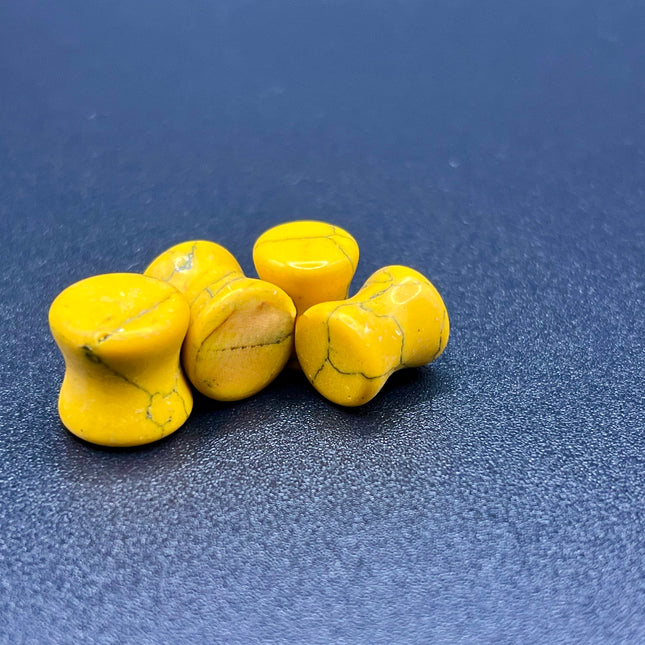 Yellow Howlite Double Flare Plugs - EC Plugs