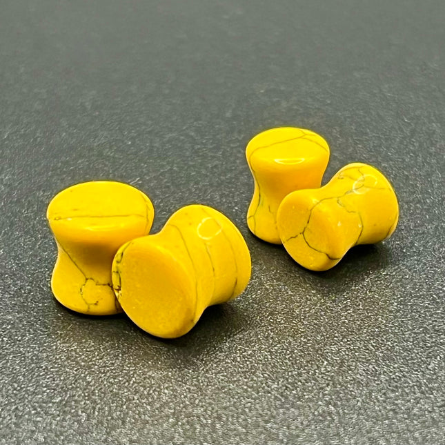 Yellow Howlite Double Flare Plugs - EC Plugs