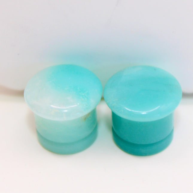 A beautifully fossilized pair of Ammonite Single Flare Plugs rests on a warm-toned background, showcasing the intricate spiral patterns of ancient marine life. Each plug is carefully carved from real ammonite fossils, revealing natural chambers in warm shades of caramel, amber, and deep brown, sometimes accented with hints of iridescent sheen. The surface is smoothly polished, allowing the fossil’s unique structure to shine through. Designed with a single flare and fitted with O-rings