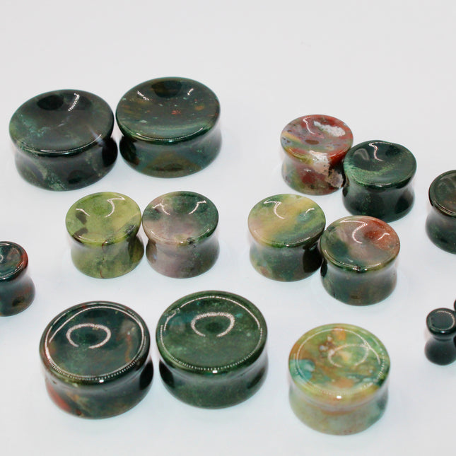 bloodstone jasper double flare plugs