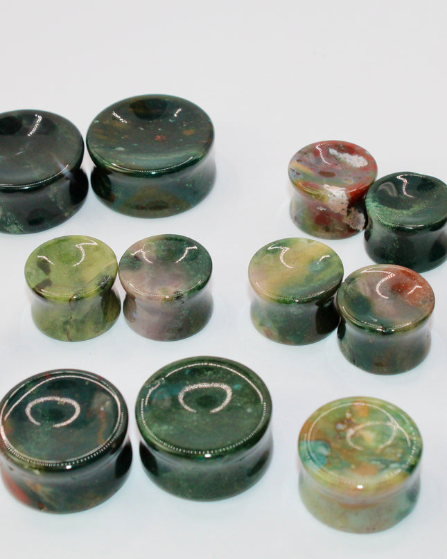 bloodstone jasper double flare plugs