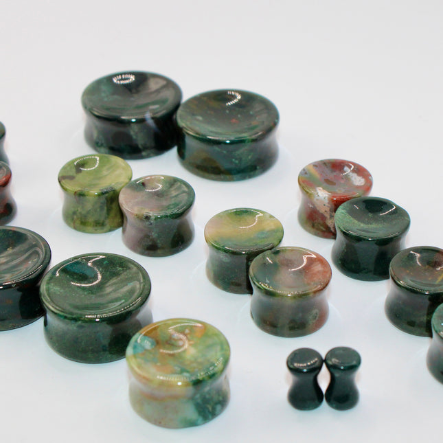 bloodstone jasper double flare plugs