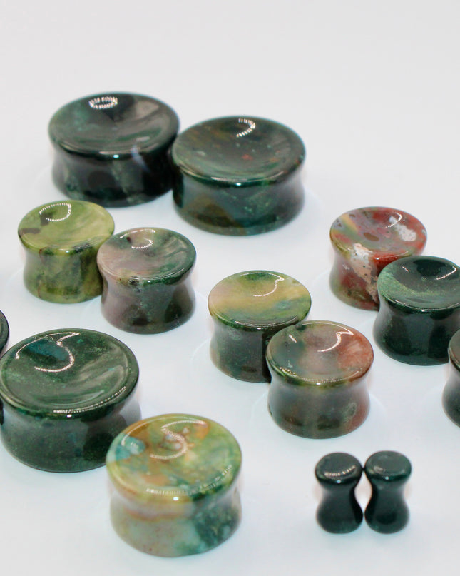 bloodstone jasper double flare plugs