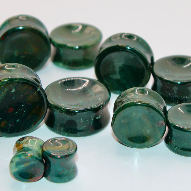 bloodstone jasper double flare plugs
