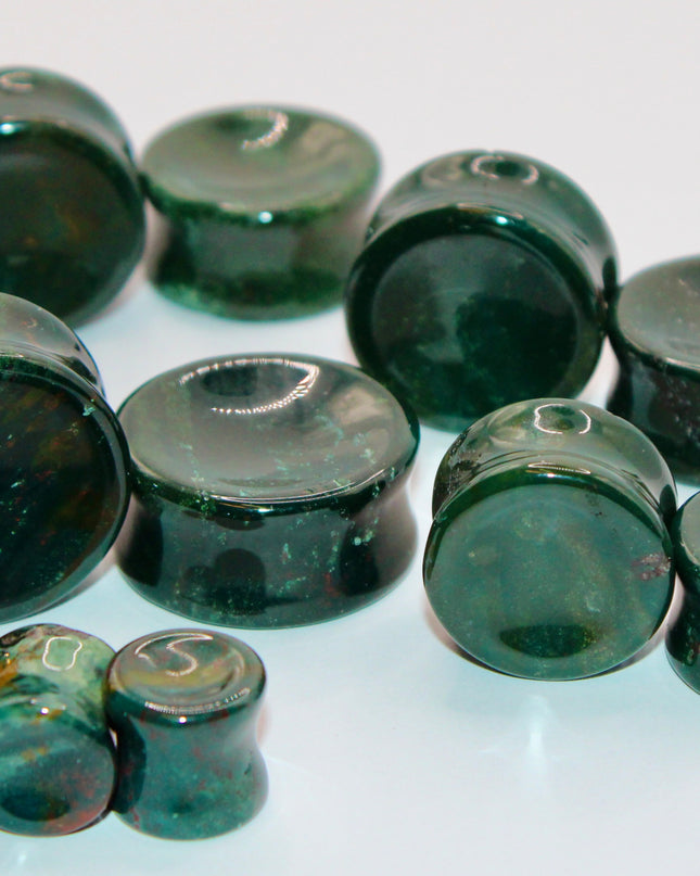 bloodstone jasper double flare plugs