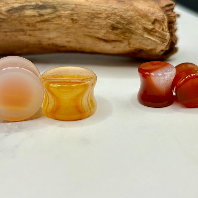 Carnelian Agate Double Flare Plugs - EC Plugs