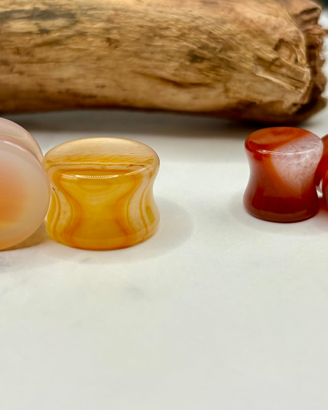 Carnelian Agate Double Flare Plugs - EC Plugs