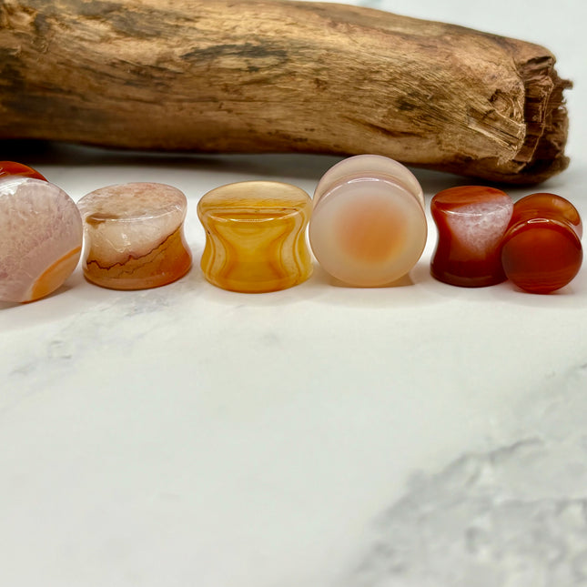 Carnelian Agate Double Flare Plugs - EC Plugs