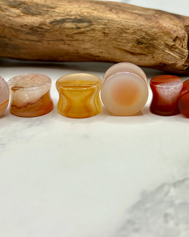 Carnelian Agate Double Flare Plugs - EC Plugs