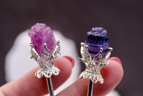 Fluorite Rose Hairpins or Decor