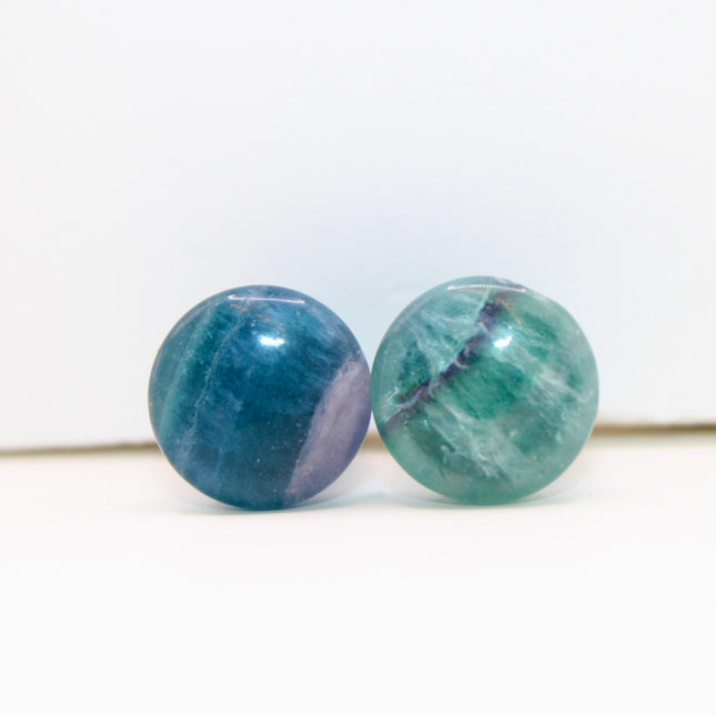 Fluorite Stone Single Flare Plugs Pair of Purple, Green, and Blue Gauges 4mm-25mm