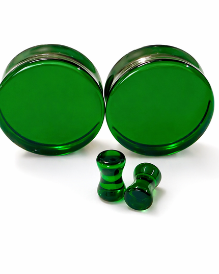 Emerald Green Glass Double Flare Plugs/Gauges for Stretched Ears