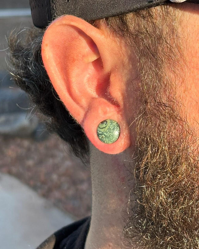 Green Eye Jasper Plugs - Gauges Single Flare