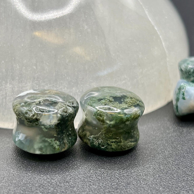 Moss Agate Plugs - "A" Grade
