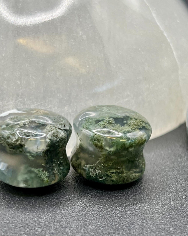 Moss Agate Plugs - "A" Grade
