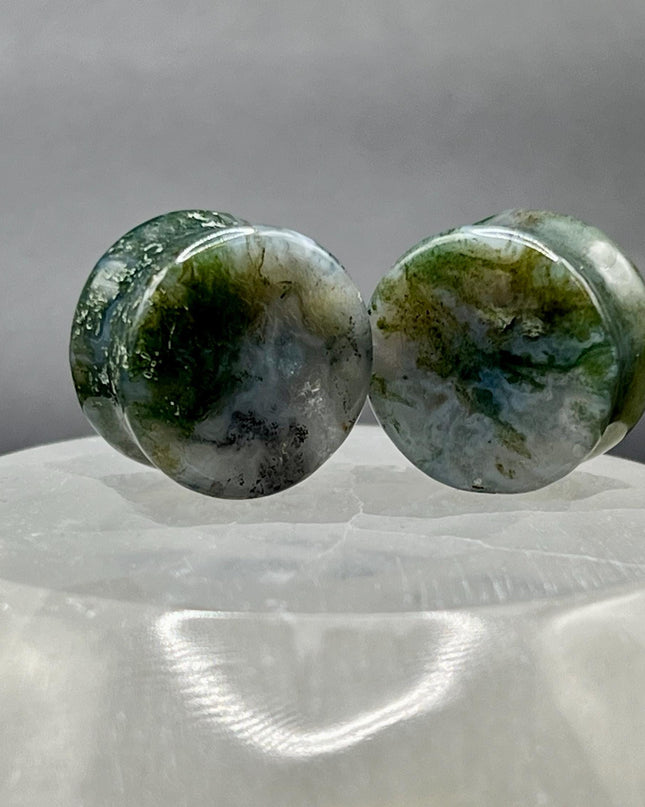 Moss Agate Plugs - "A" Grade