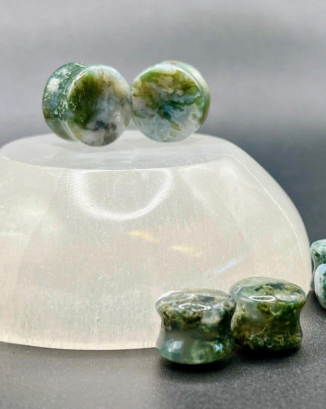 Moss Agate Plugs - "A" Grade
