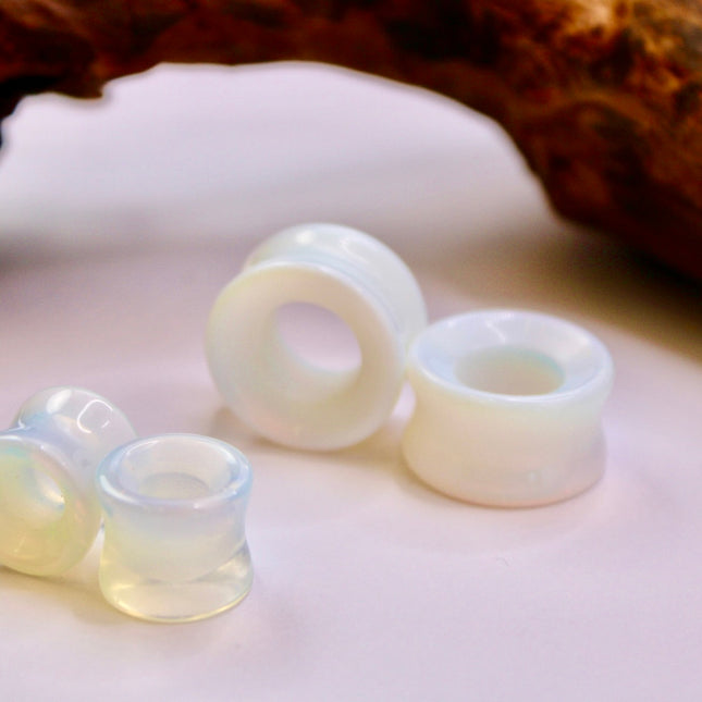 Opalite Tunnel Plugs Iridescent Rainbow - Translucent Pair of Gauges 5mm-50mm