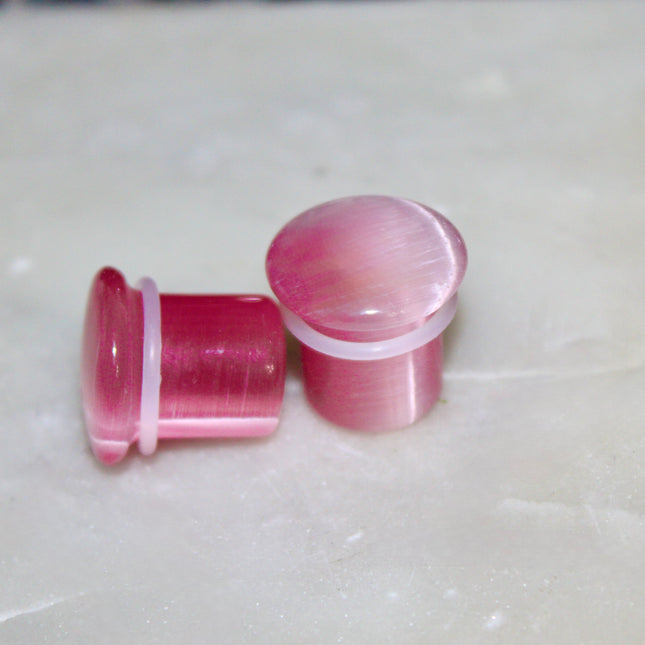 Pink Cat Eye Single Flare Plugs Pair of Gauges 3mm-16mm