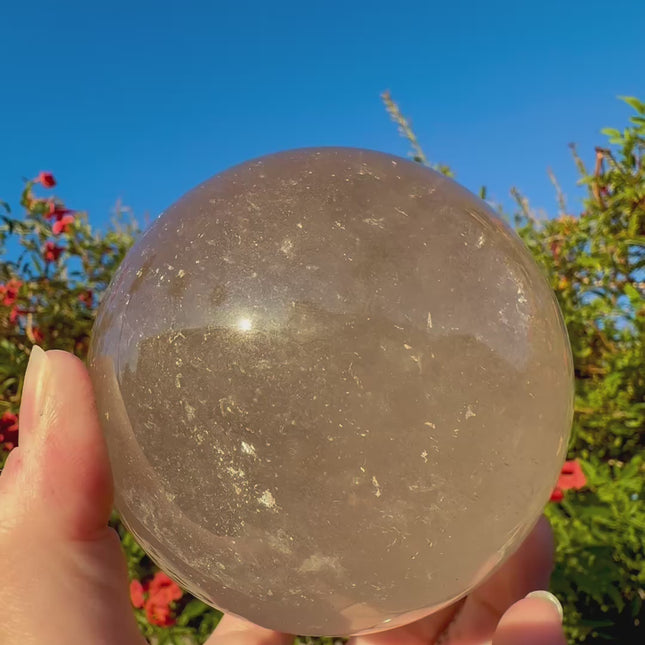 XL Smoky Quartz Spheres – You Pick Large Polished Smoky Quartz Crystal Ball with Plastic Display Stand