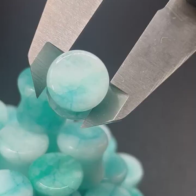 Pair of Beautifully Unique Blue Line Agate Gauges