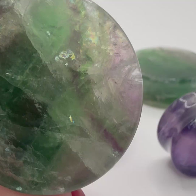 Rainbow Fluorite Double Flare Stone Plugs – Natural Crystal Gauges Pair