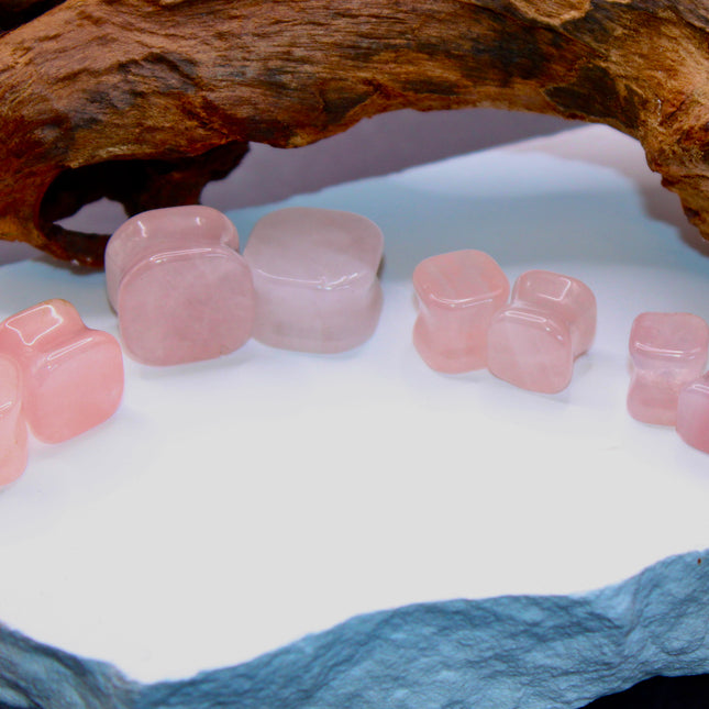 These Rose Quartz Square Stone Plugs combine the soft, loving energy of rose quartz with a bold geometric shape—offering both comfort and beauty for your everyday crystal jewelry.
