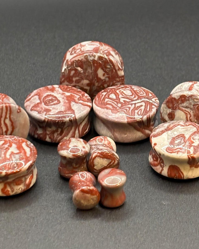Pair of Red Striped Zebra Jasper, one of a kind